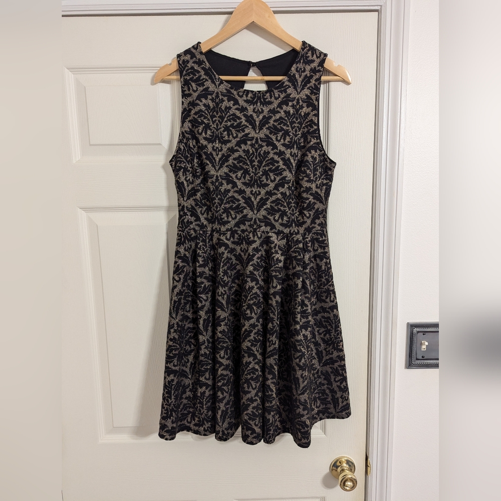 Altar'd State black and gold Skater dress sleeveless size large